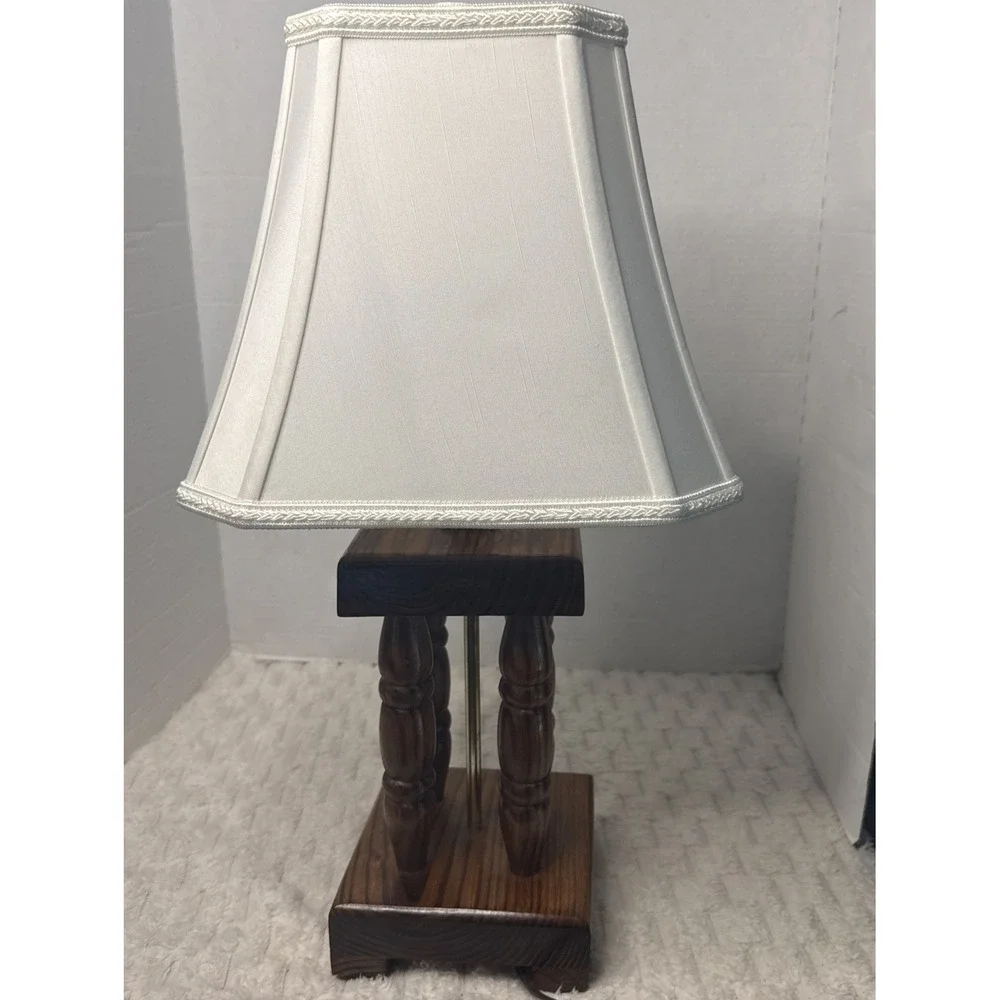 Vintage Alabama Co Solid Wood  Turned Spindle Trophy Table Lamp Rustic Retro MCM